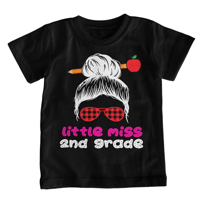 Youth Little Miss 2nd Grade Messy Bun School Shirt