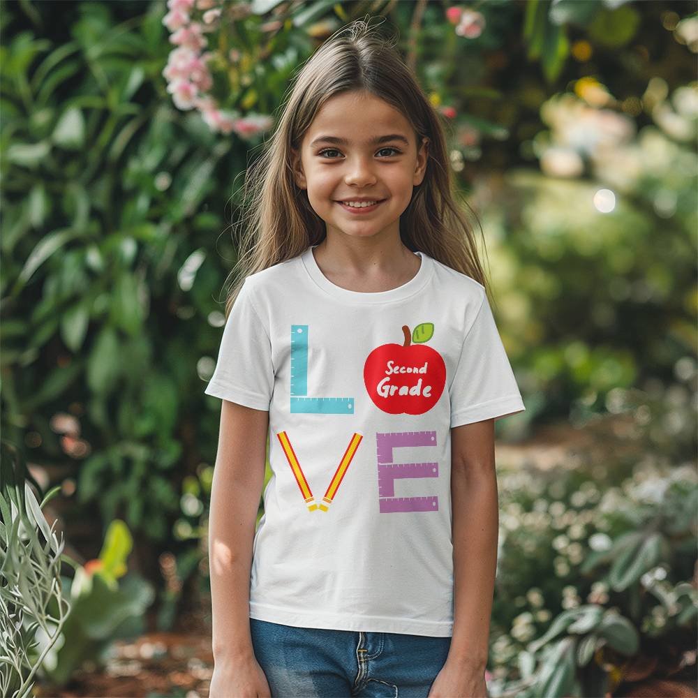 Youth Second Grade Love Block School Shirt