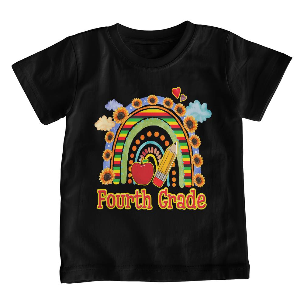 Youth 4th Grade Rainbow & Sunflower School Shirt