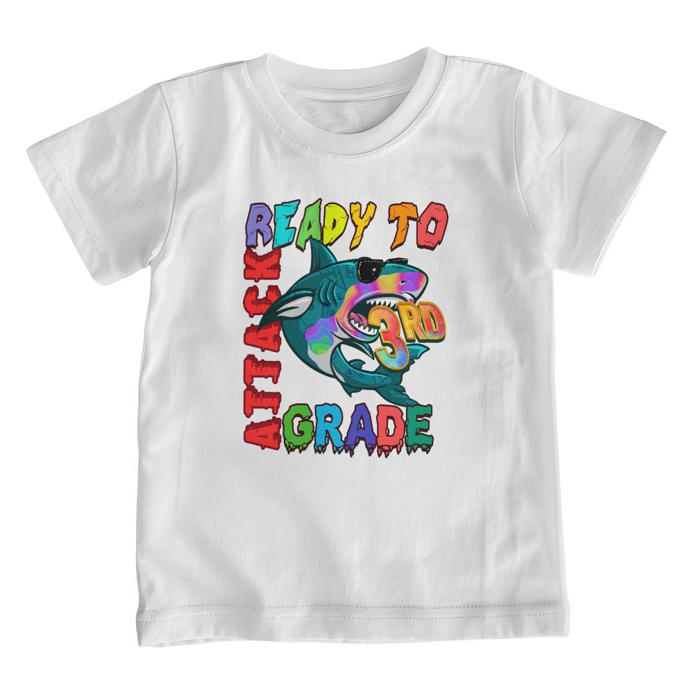 Youth Ready to Attack 3rd Grade Shark School Shirt