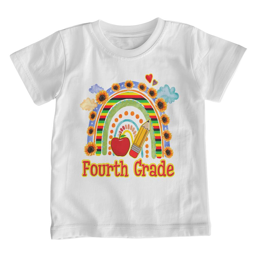 Youth 4th Grade Rainbow & Sunflower School Shirt