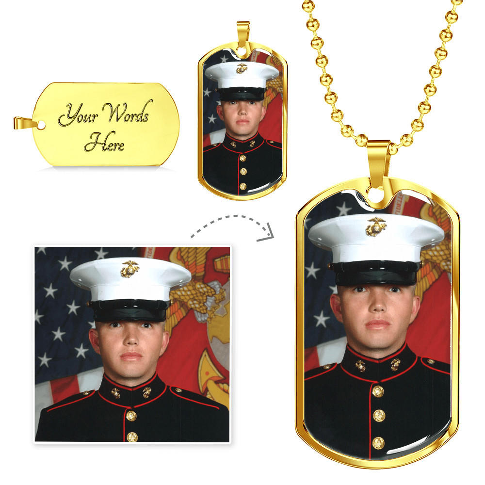 Luxury Military Dog Tag Chain - Customizable with picture & your owns words