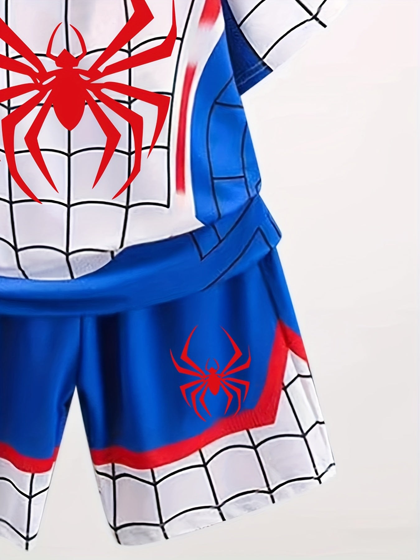 2pcs Boys Casual Cool Spider Print Comfortable Versatile Short Sleeve T-shirt & Shorts Set, Cool, Lightweight And Comfy Summer Clothes!