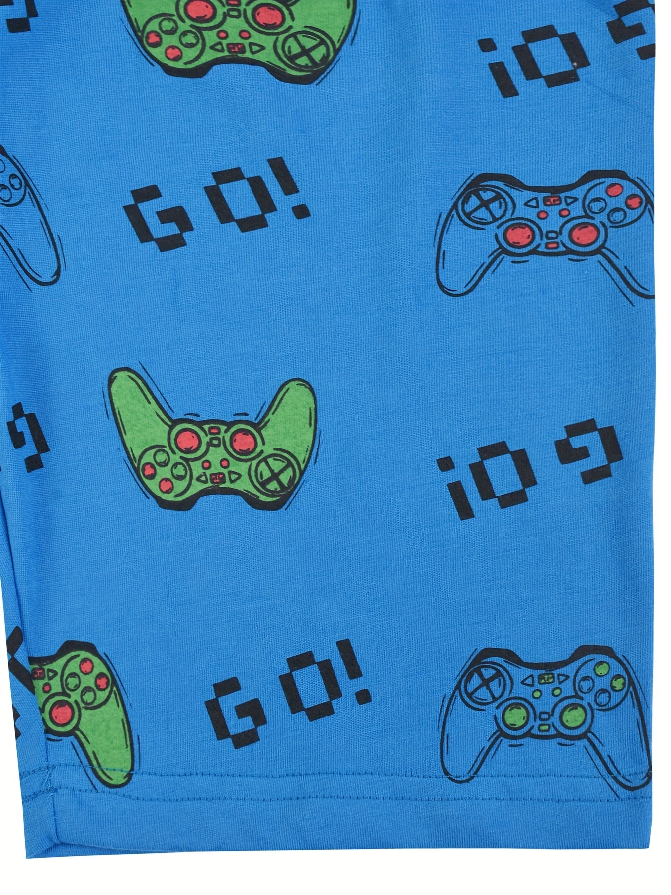 2pcs Boys Summer Loungewear Set – Cartoon Game Console Pattern Print Color Block Short Sleeve Crew Neck Top & Short Set, Cool Pattern Comfy PJ Set, Kids' Cozy Sleepwear Outfit