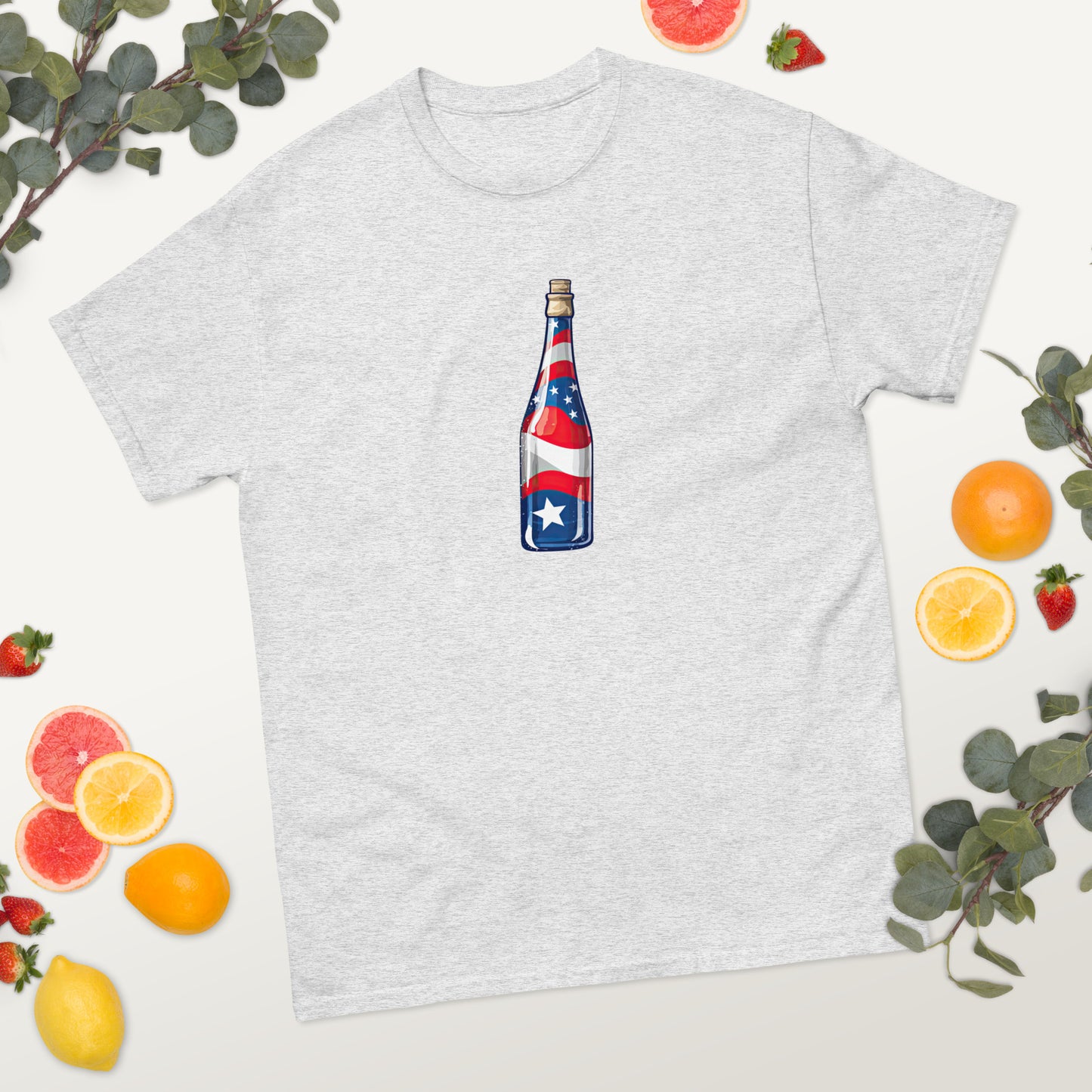 American Flag Champagne Bottle - 4th of July - America classic tee