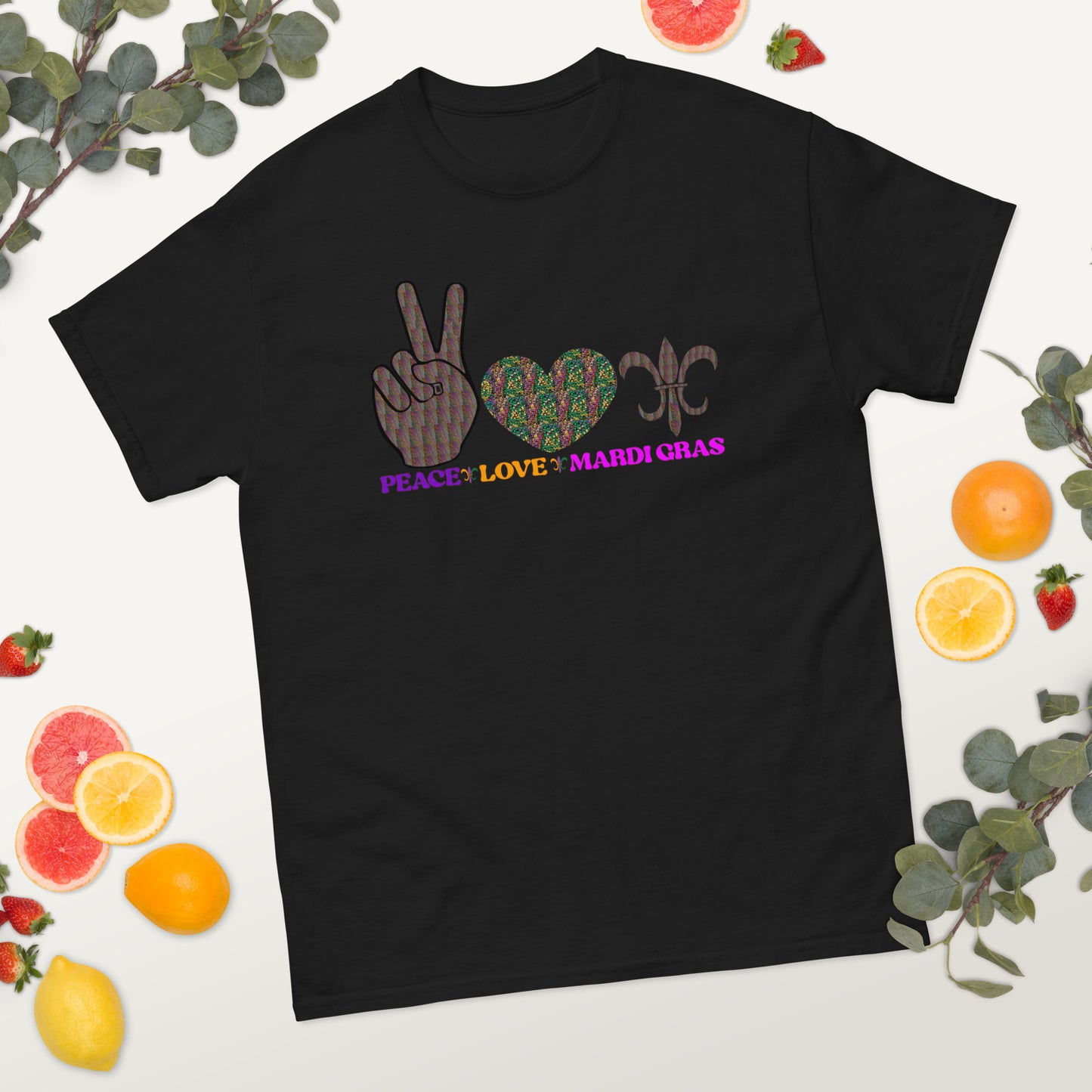 Peace Love Mardi Gras classic tee