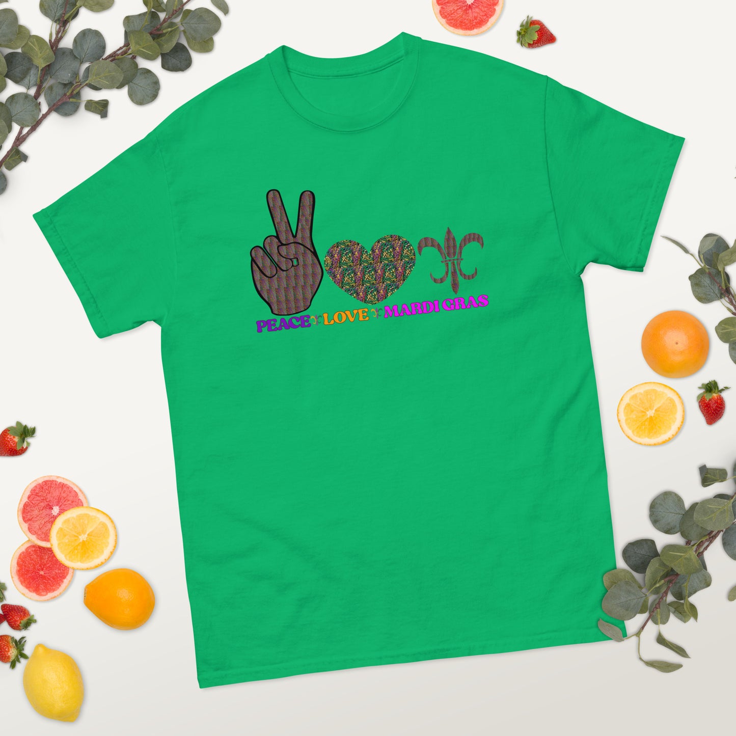 Peace Love Mardi Gras classic tee