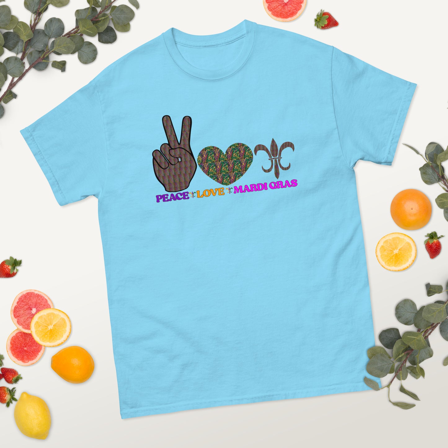 Peace Love Mardi Gras classic tee