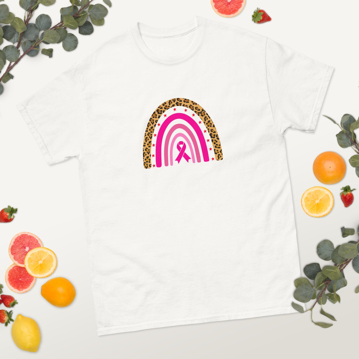 Breast Cancer Awareness Leopard Rainbow Tee