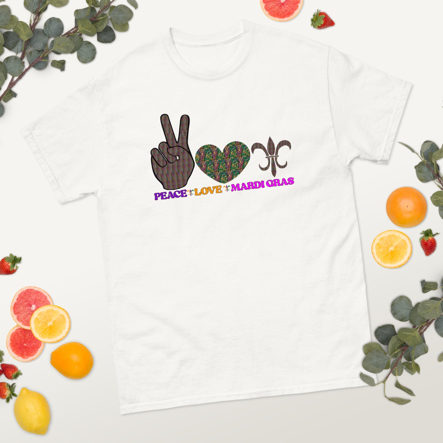 Peace Love Mardi Gras classic tee