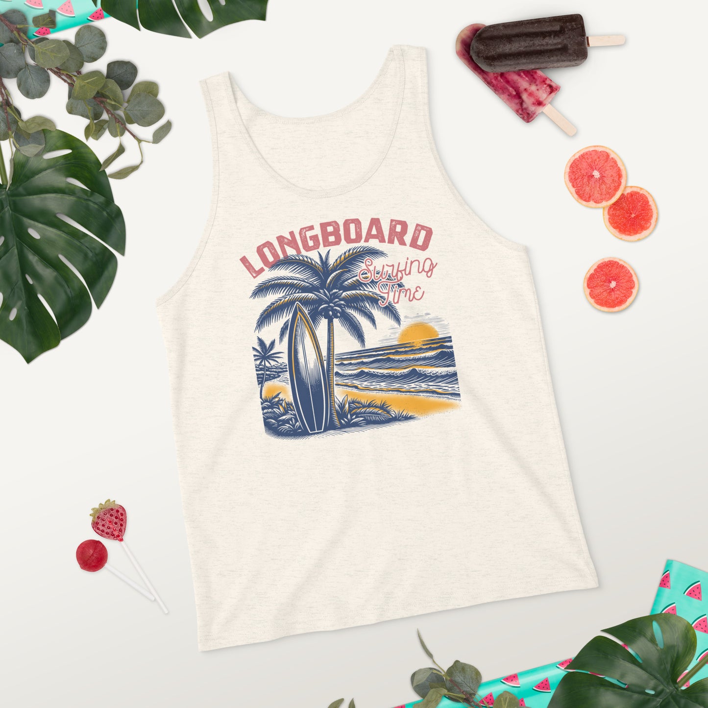 Longboard Surfing Time Men's Summer Tank Top