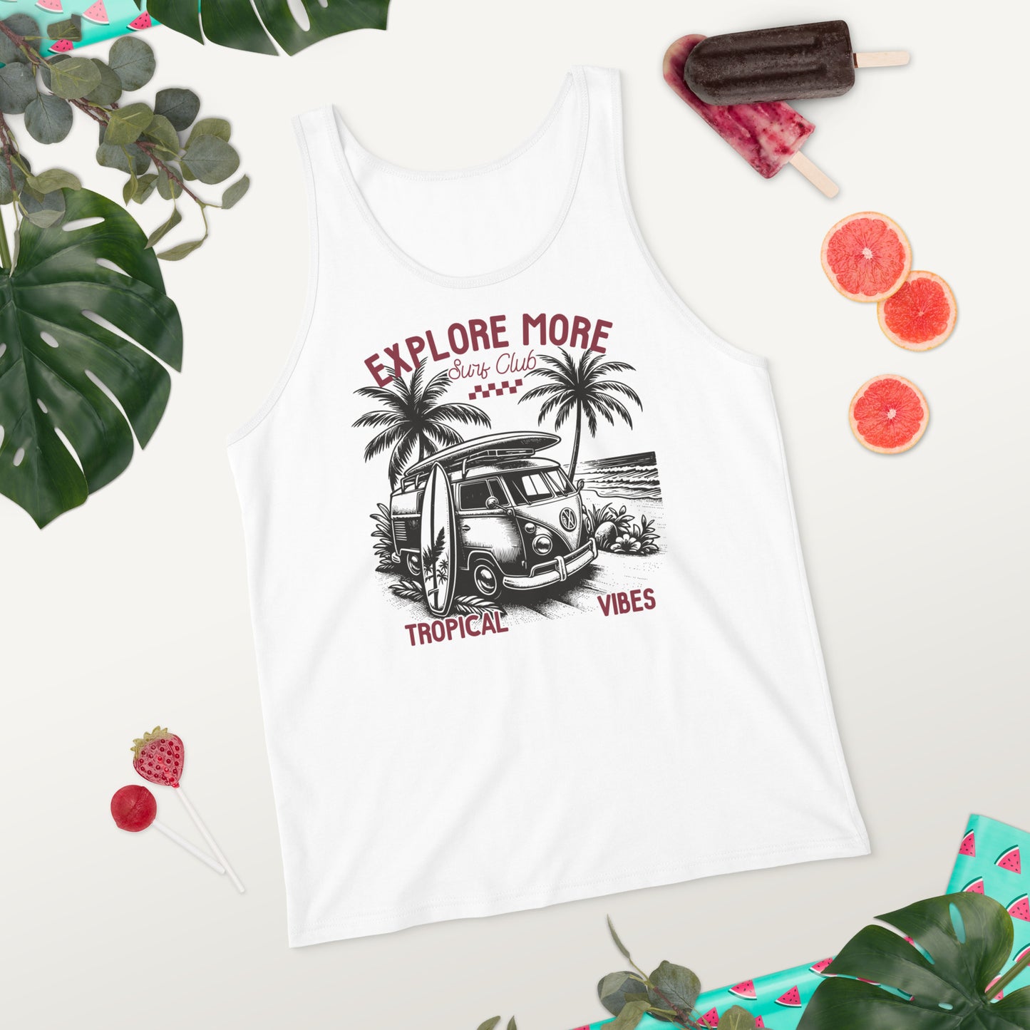 Explore More Surf Club Tropical Vibes Men's Summer Tank Top