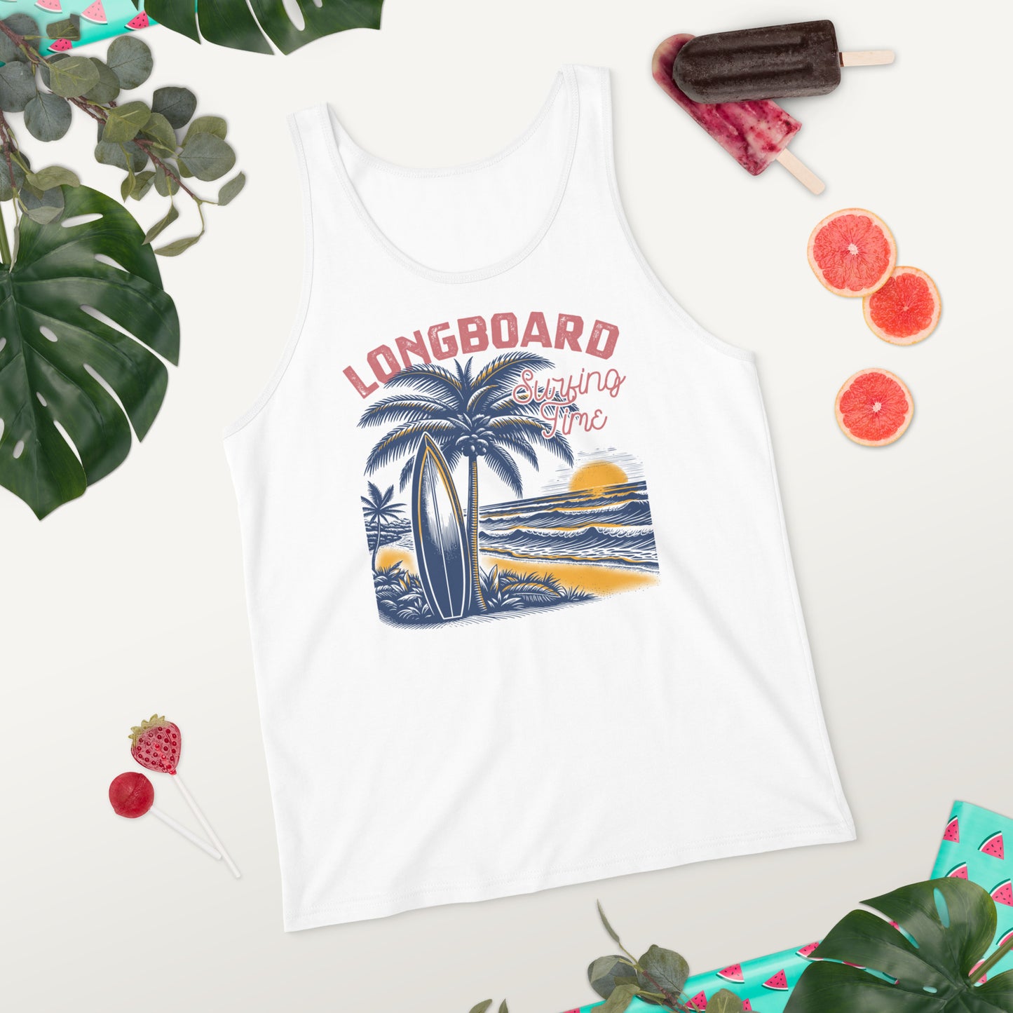 Longboard Surfing Time Men's Summer Tank Top