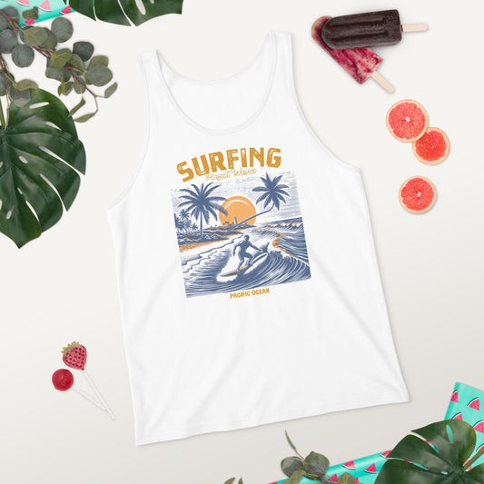 Surfing Perfect Waves Pacific Ocean Men's Summer Tank Top