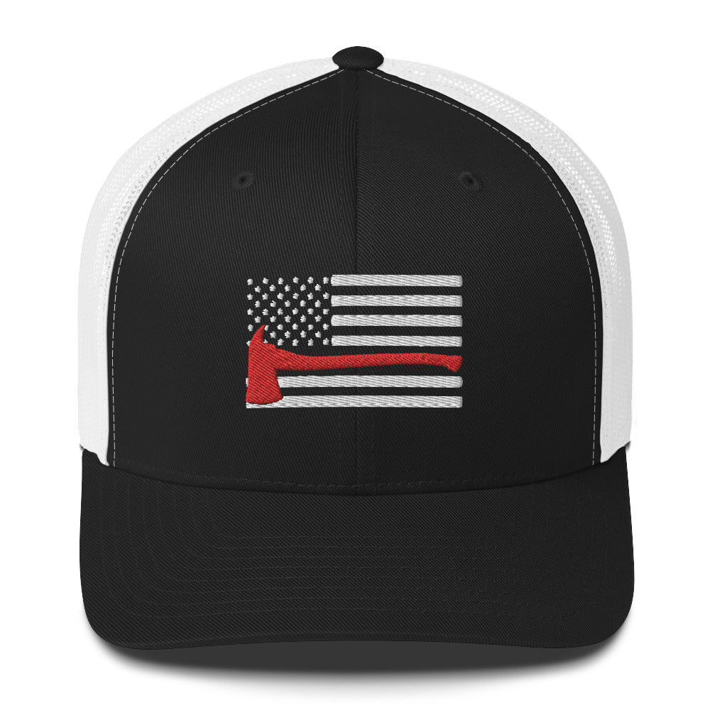 Firefighter Ax/Hatchet Red Line American Flag Trucker Cap