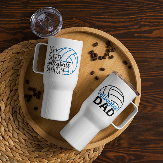 Volleyball Dad & Eat Sleep Volleyball Repeat Travel Tumbler with a handle