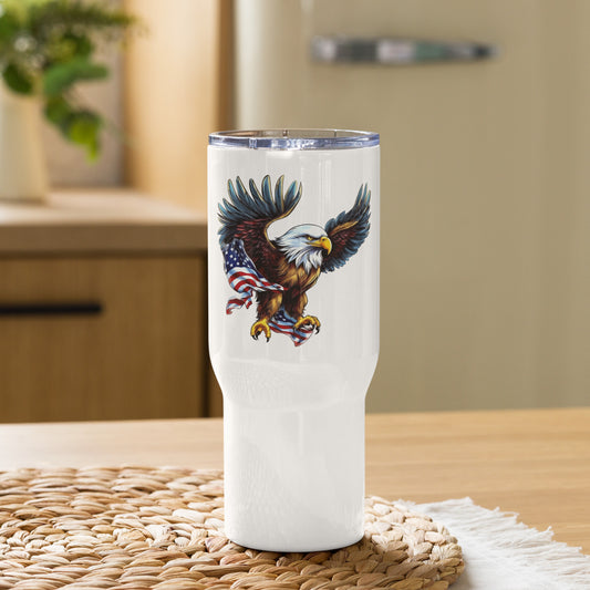 Bald Eagle Fourth/4th of July Travel Tumbler with a handle