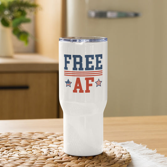 Free AF Fourth/4th of July Travel Tumbler with a handle