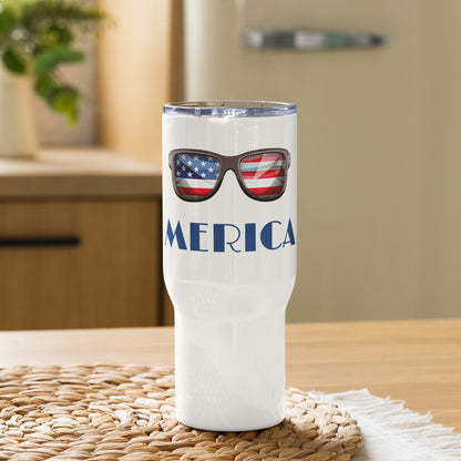 Merica Sunglasses Fourth/4th of July Travel Tumbler with a handle