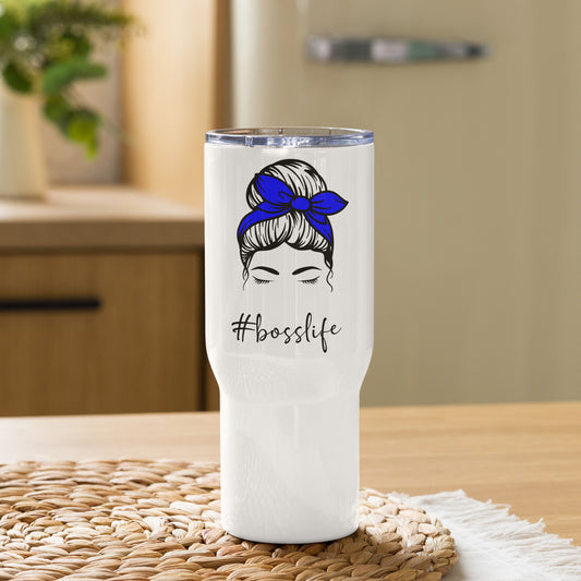 #BossLife Messy Bun Travel Tumbler with a handle