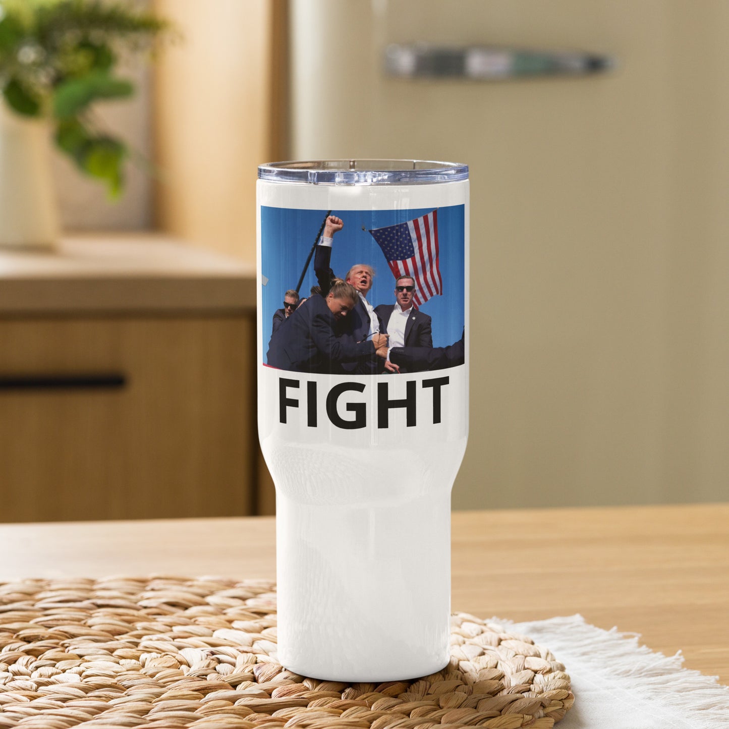 Donald Trump FIGHT MAGA Travel Tumbler with a handle