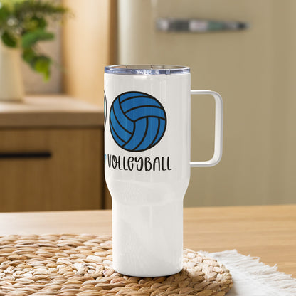 Peace Love & Volleyball Travel Tumbler with a handle