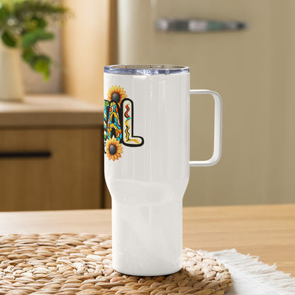 Dental Life Sunflower Travel Tumbler with a handle