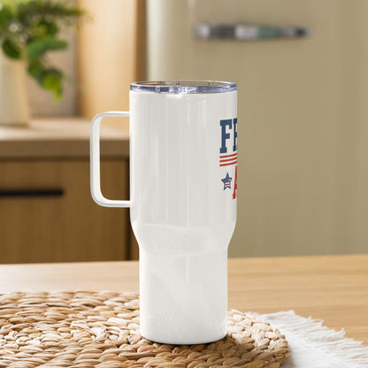 Free AF Fourth/4th of July Travel Tumbler with a handle