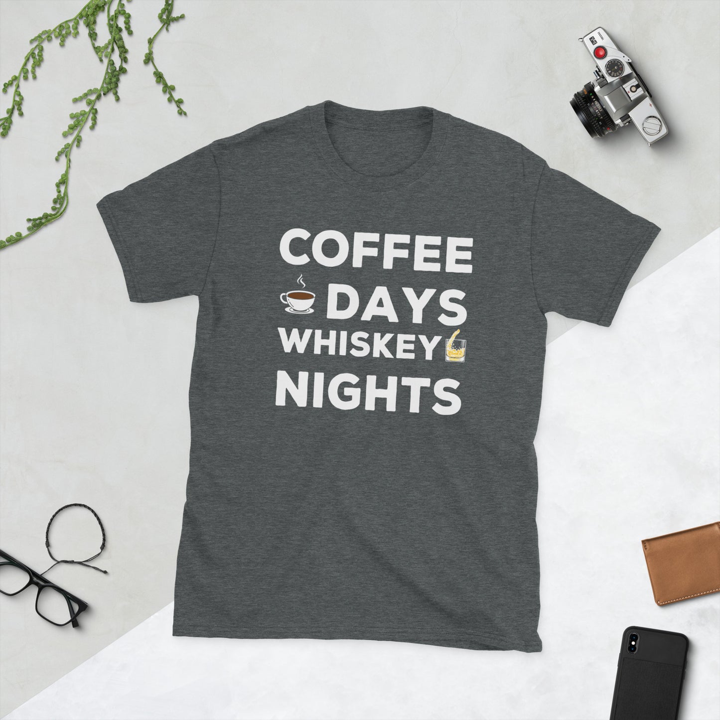 Coffee Days Whiskey Nights Short-Sleeve Unisex T-Shirt