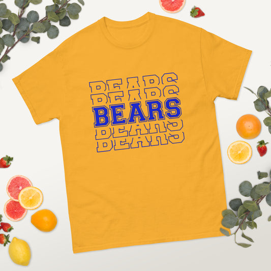 Gold and Blue Gause Bears Stacked Logo classic tee