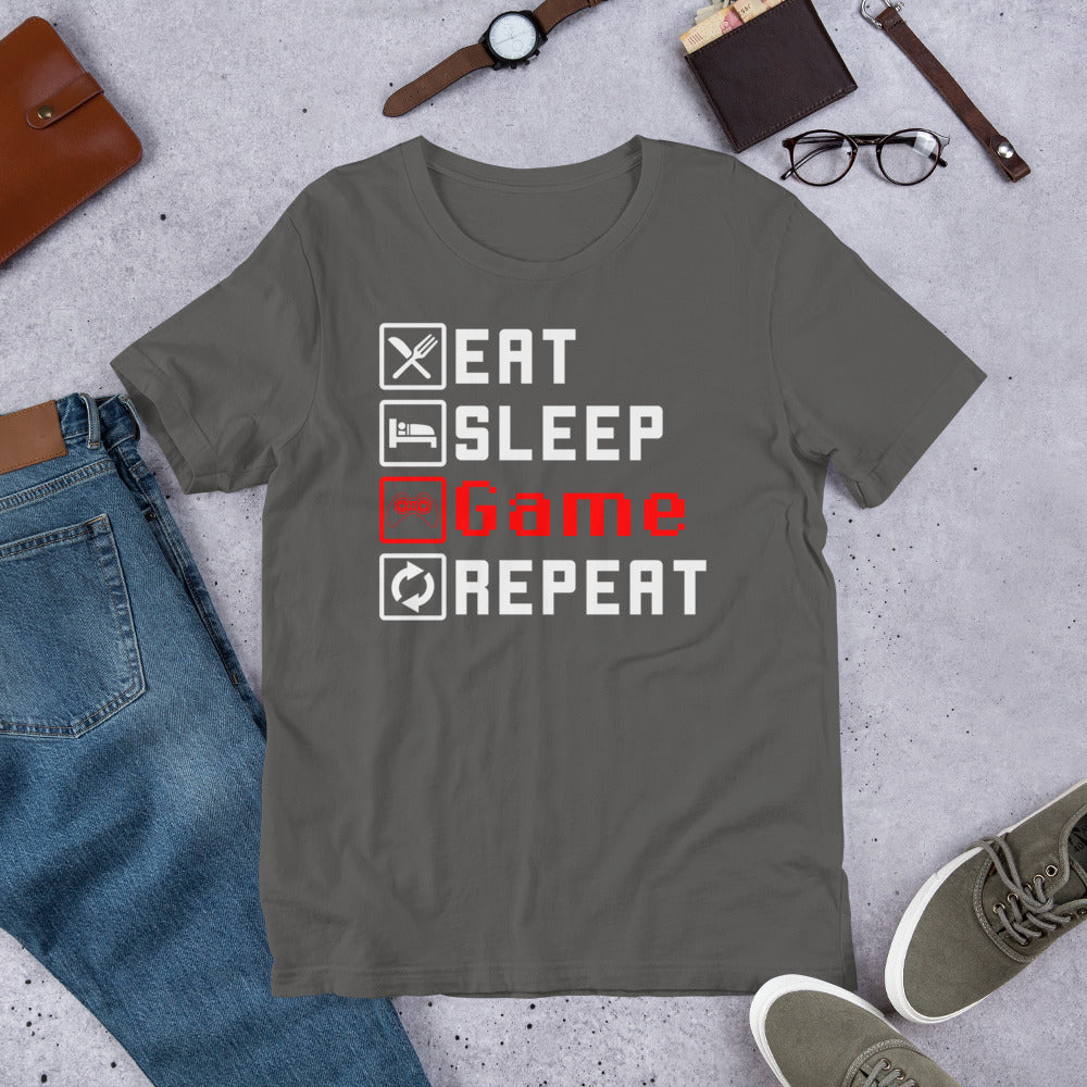 Eat Sleep Game Repeat Gamer Unisex t-shirt