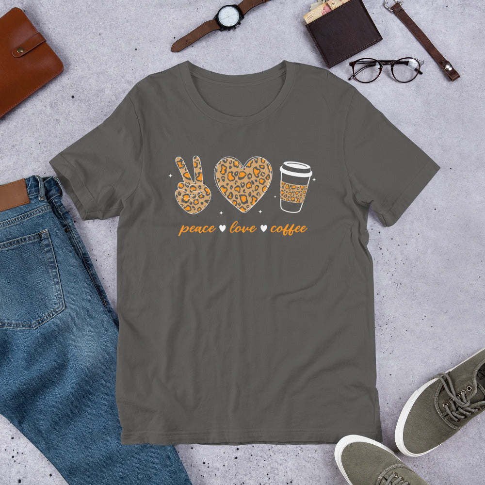 Peace Love & Coffee Unisex t-shirt