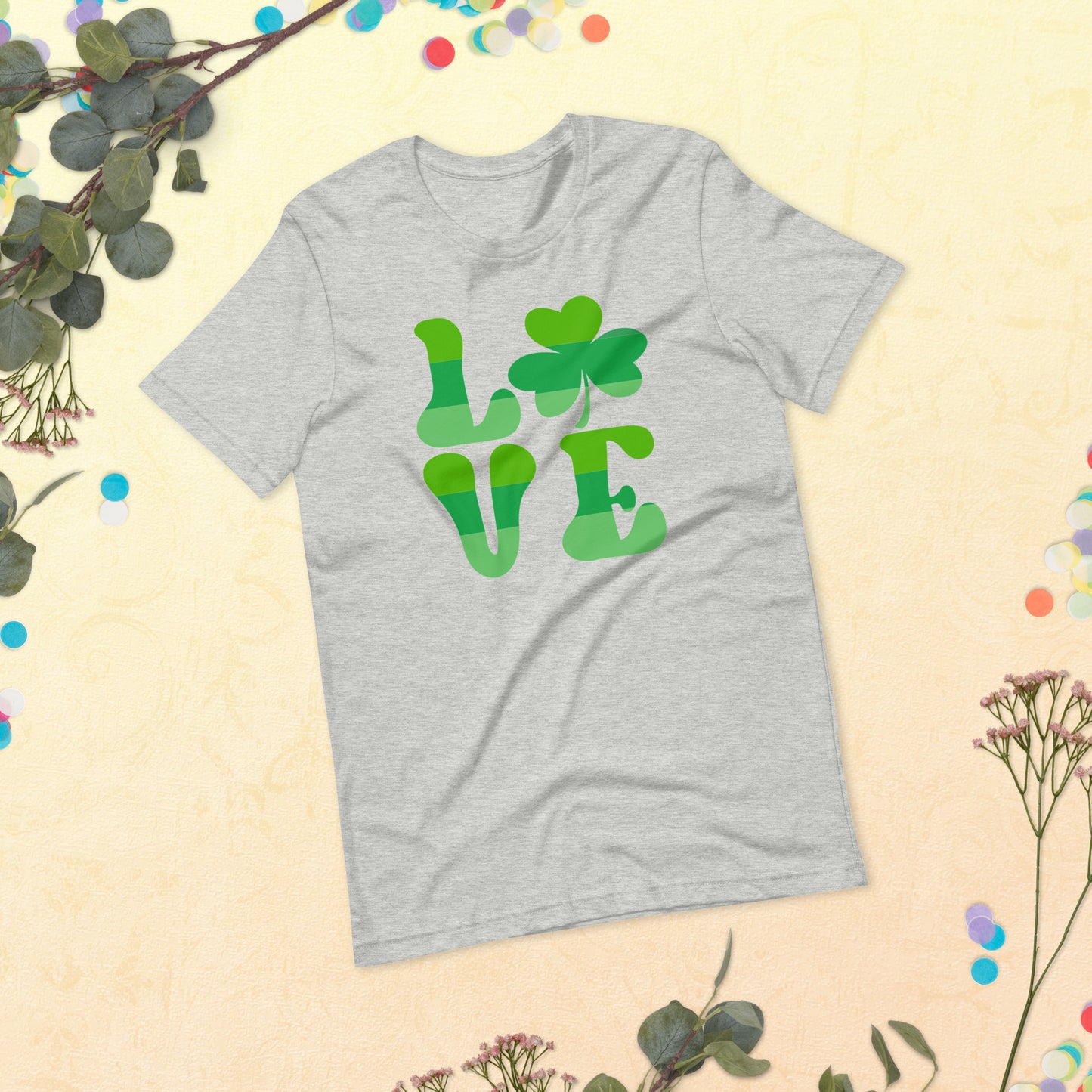 St. Patrick's Day Love Block 4 Leaf Clover Unisex t-shirt