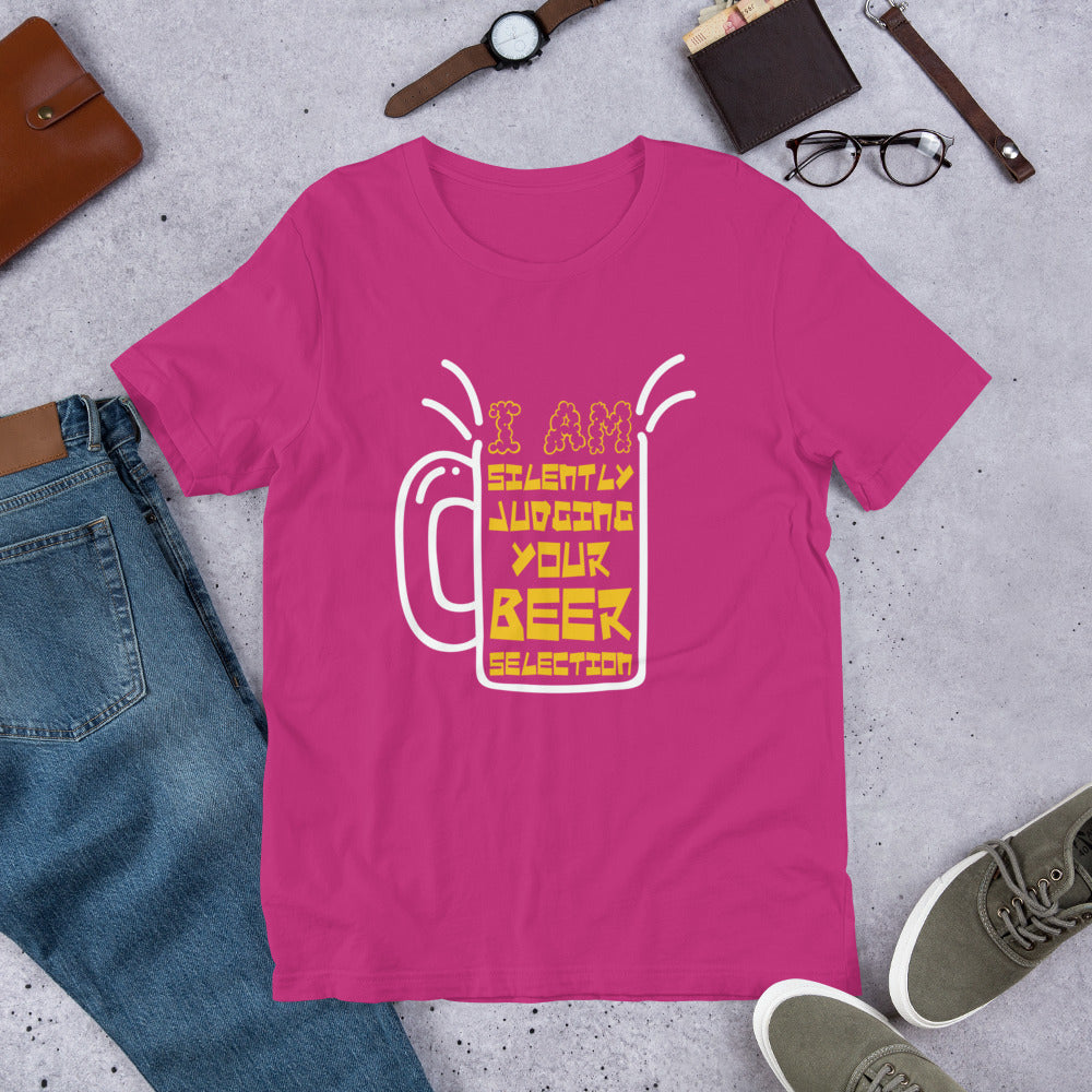 I am Silently Judging Your Beer Selection Bartender Unisex t-shirt