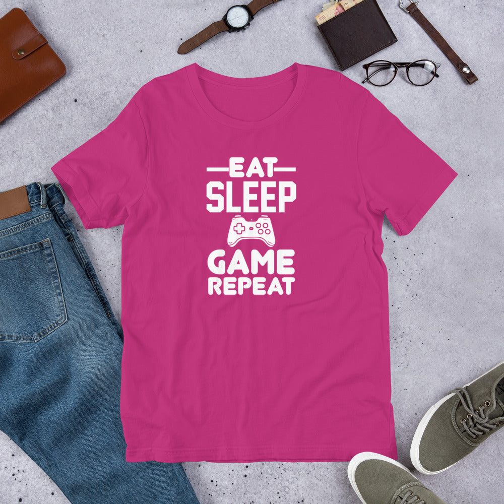 Eat Sleep Game Repeat Gamer Unisex t-shirt