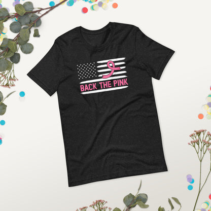 Breast Cancer Awareness Back the Pink American Flag Unisex t-shirt