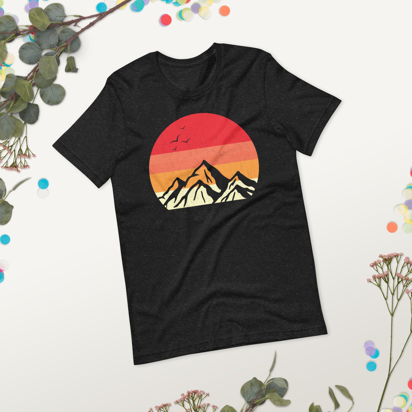 Vintage Mountain Sunset Camping Unisex t-shirt