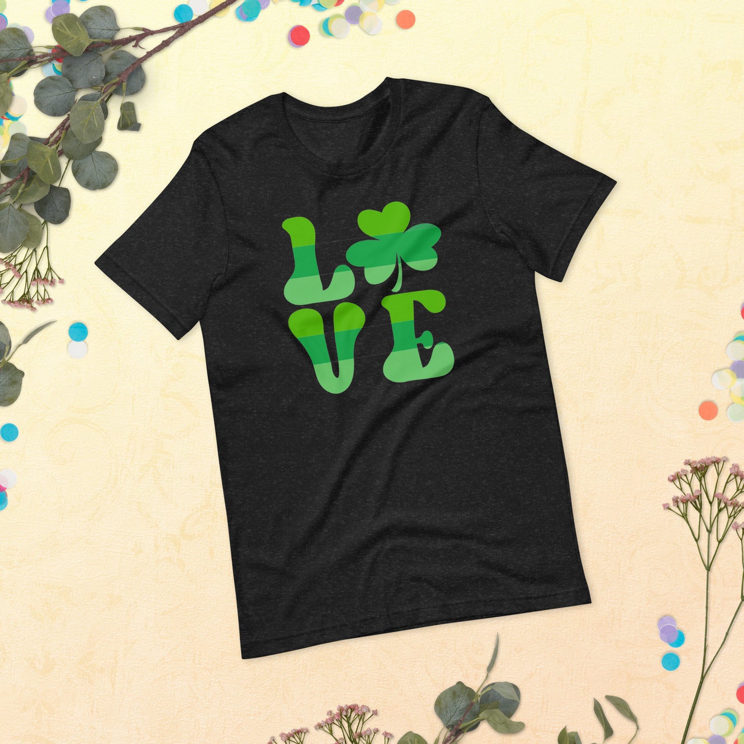 St. Patrick's Day Love Block 4 Leaf Clover Unisex t-shirt