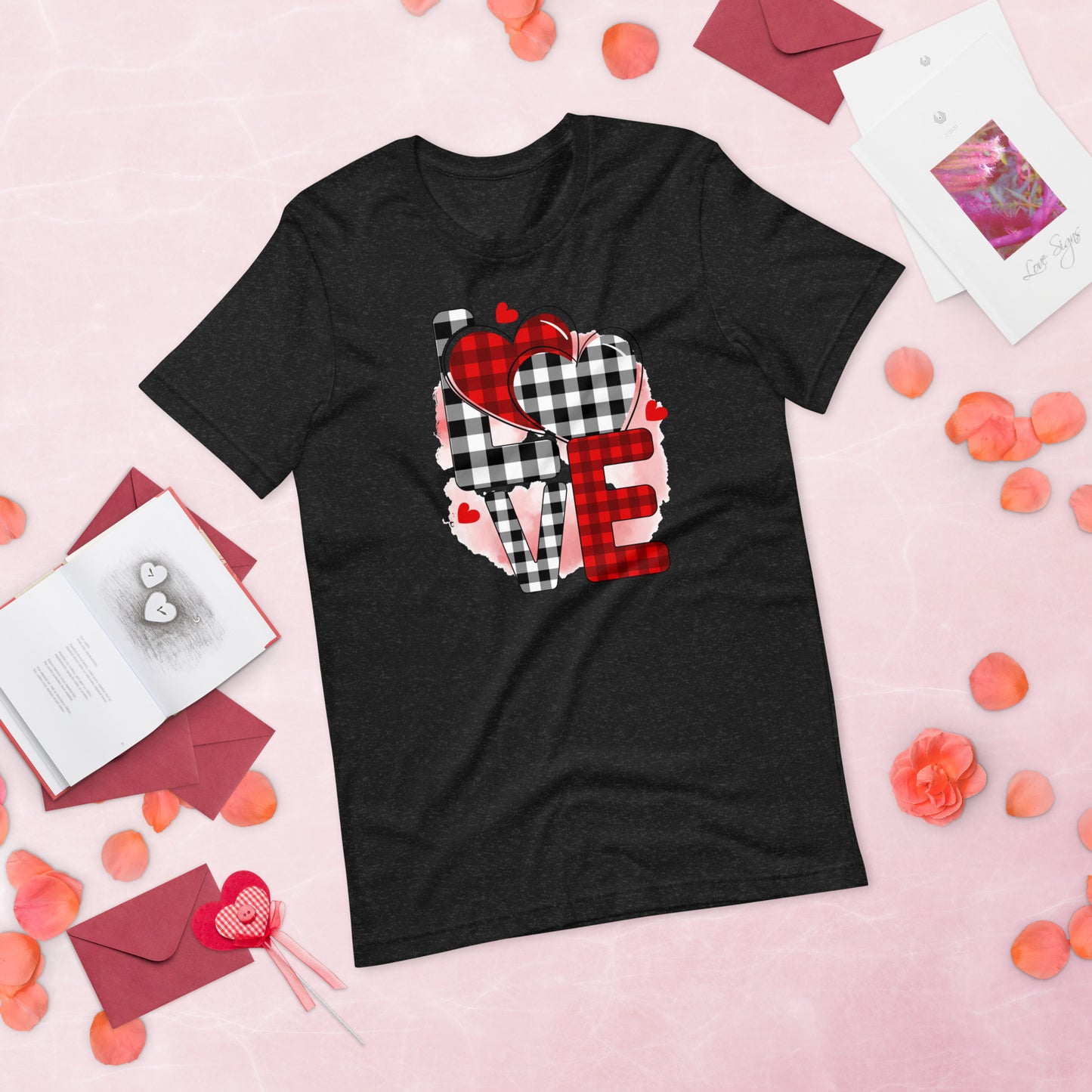 Plaid Love Block Hearts Valentine's Day Unisex t-shirt