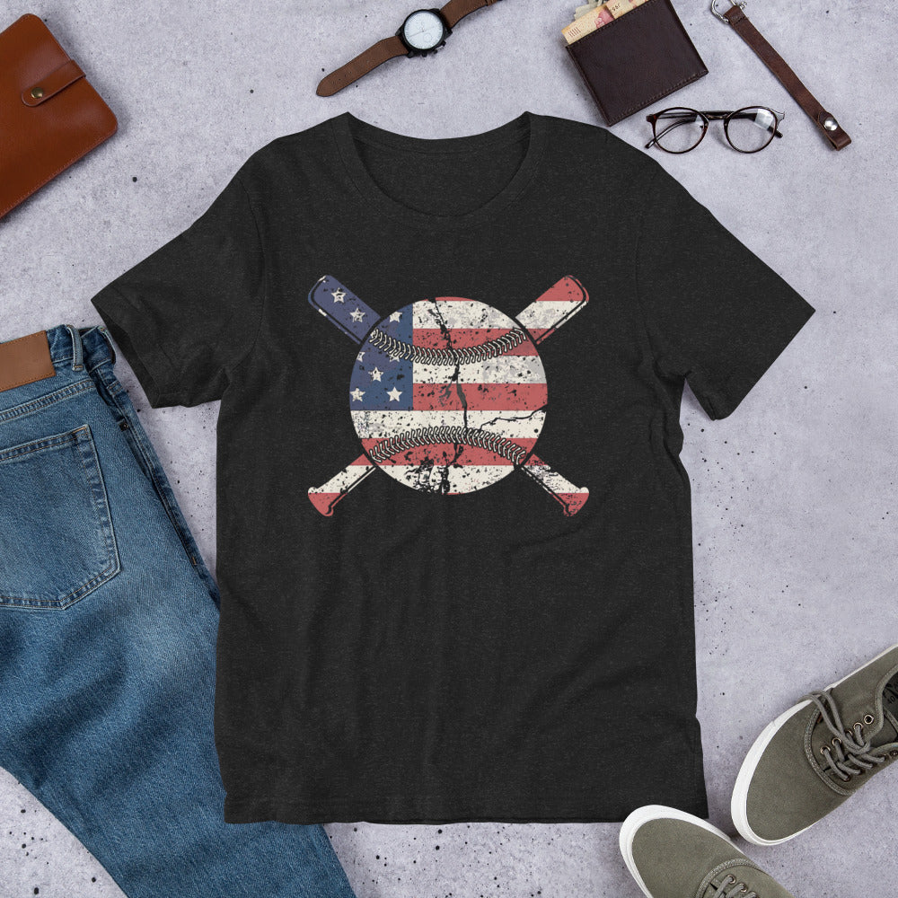 Red White & Blue Baseball & Crossing Bats Unisex t-shirt