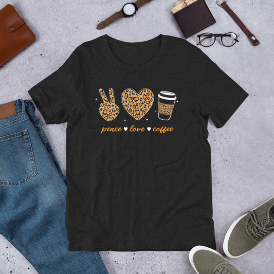 Peace Love & Coffee Unisex t-shirt