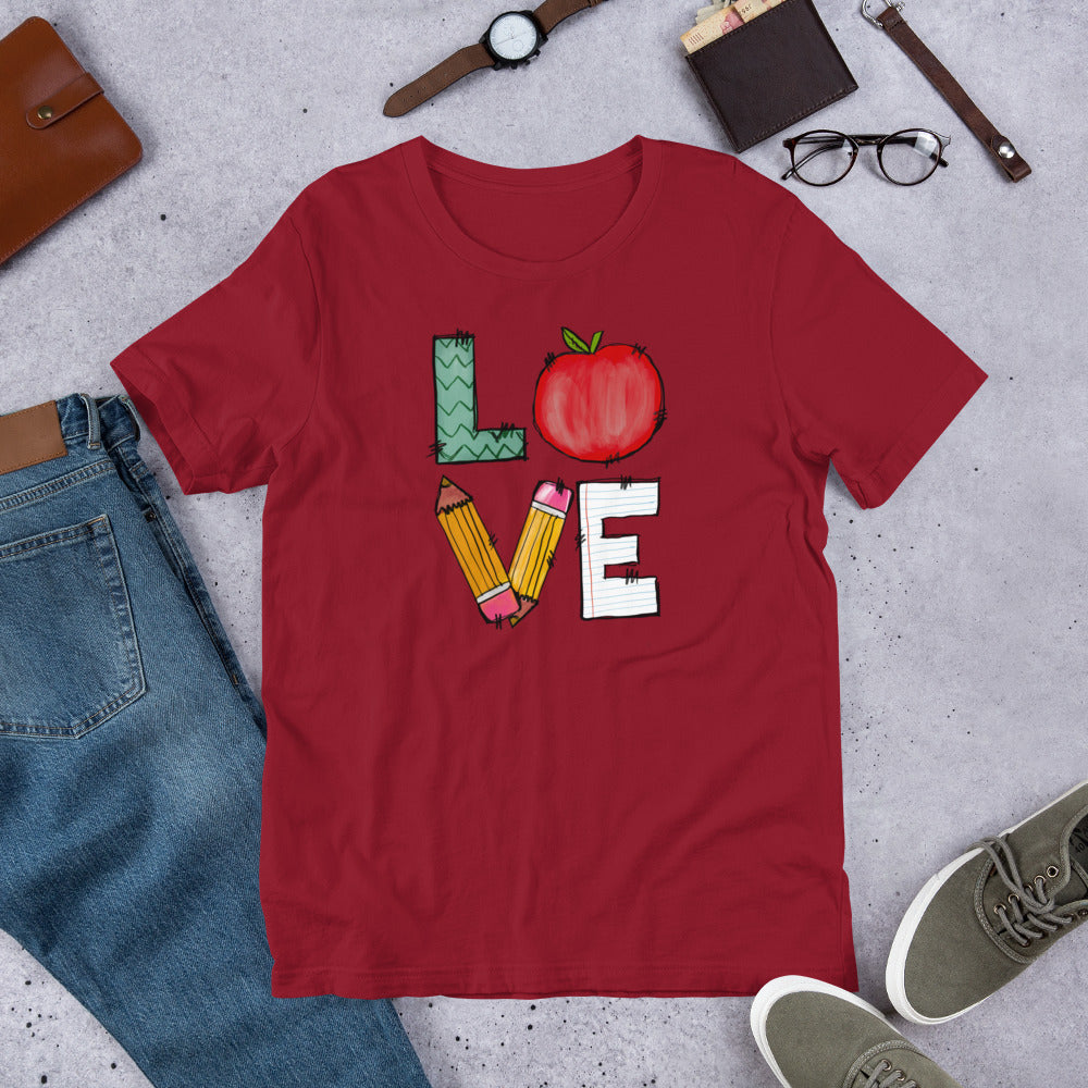 School Love Block - Apple & Pencils Unisex t-shirt