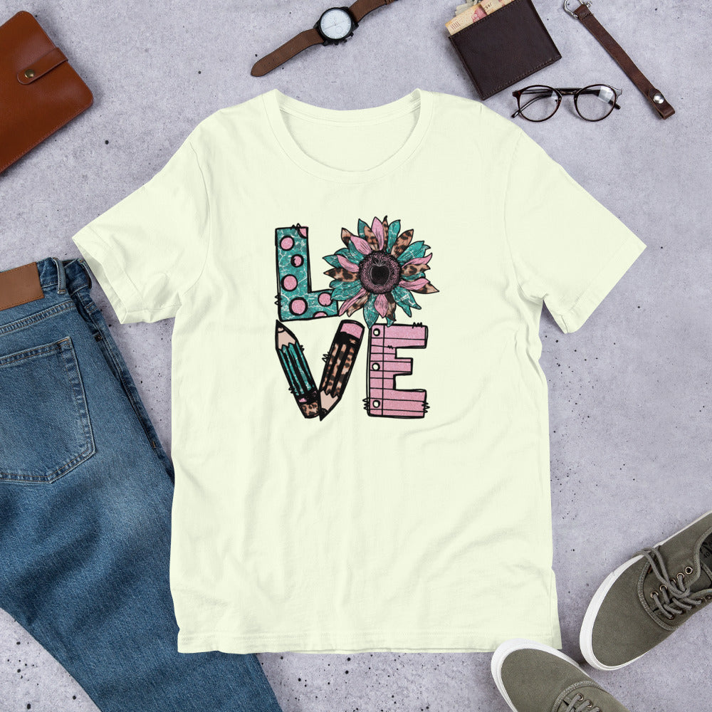 School Love Block - Sunflower & Pencil Unisex t-shirt