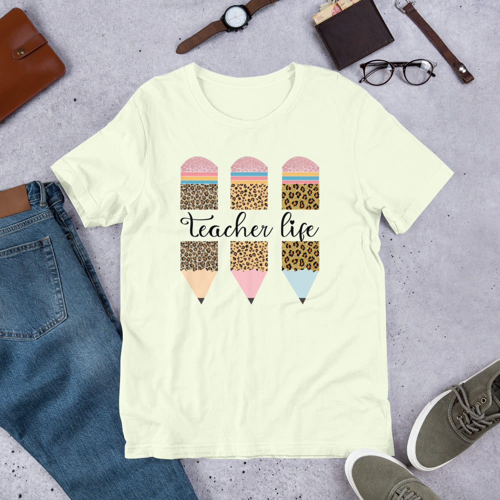 Teacher Life - Leopard Pencils Unisex t-shirt