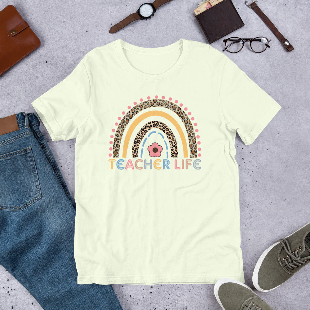 Leopard Rainbow - Teacher Life Unisex t-shirt