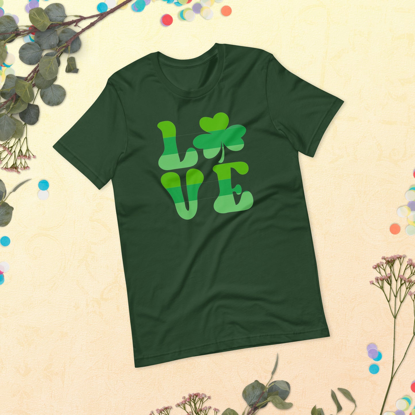 St. Patrick's Day Love Block 4 Leaf Clover Unisex t-shirt