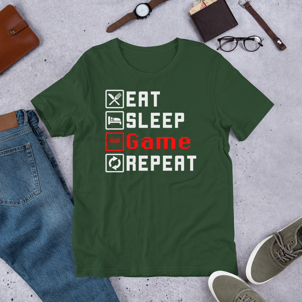 Eat Sleep Game Repeat Gamer Unisex t-shirt