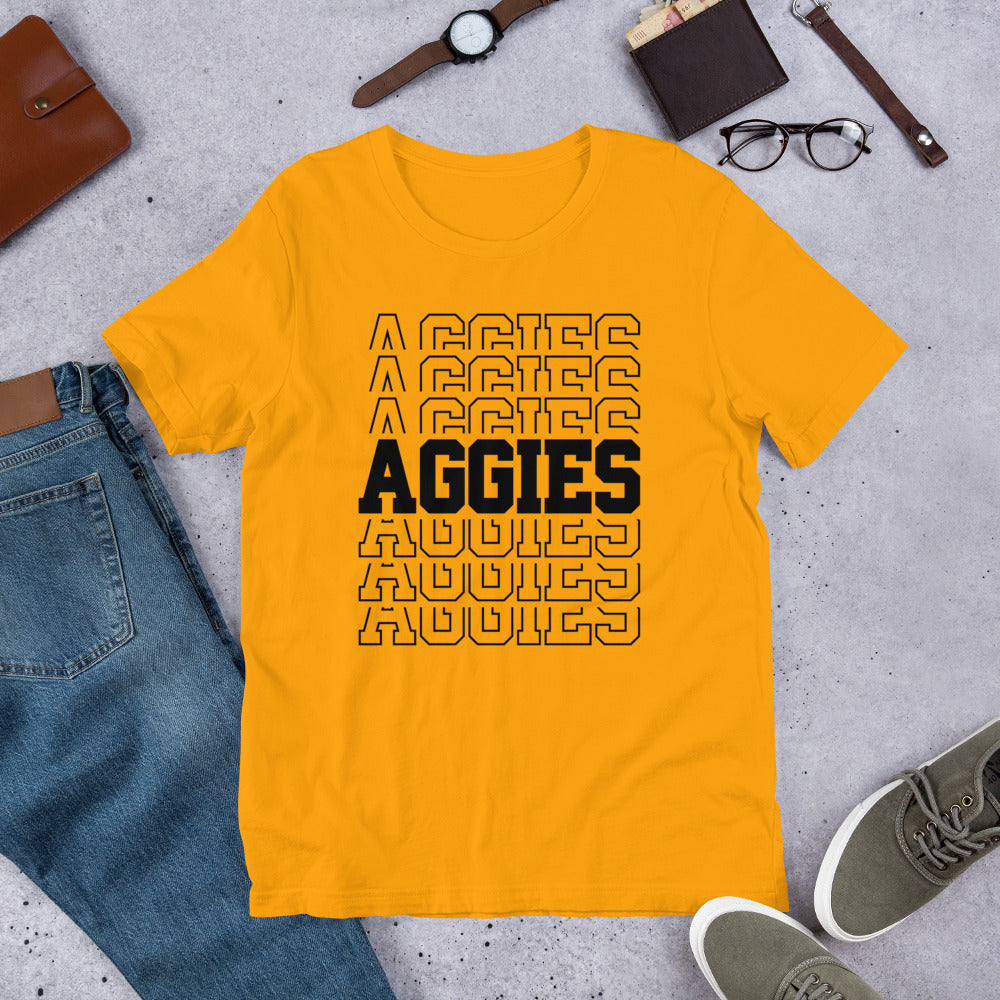 Aggies Stacked Football Baseball Basketball Unisex t-shirt