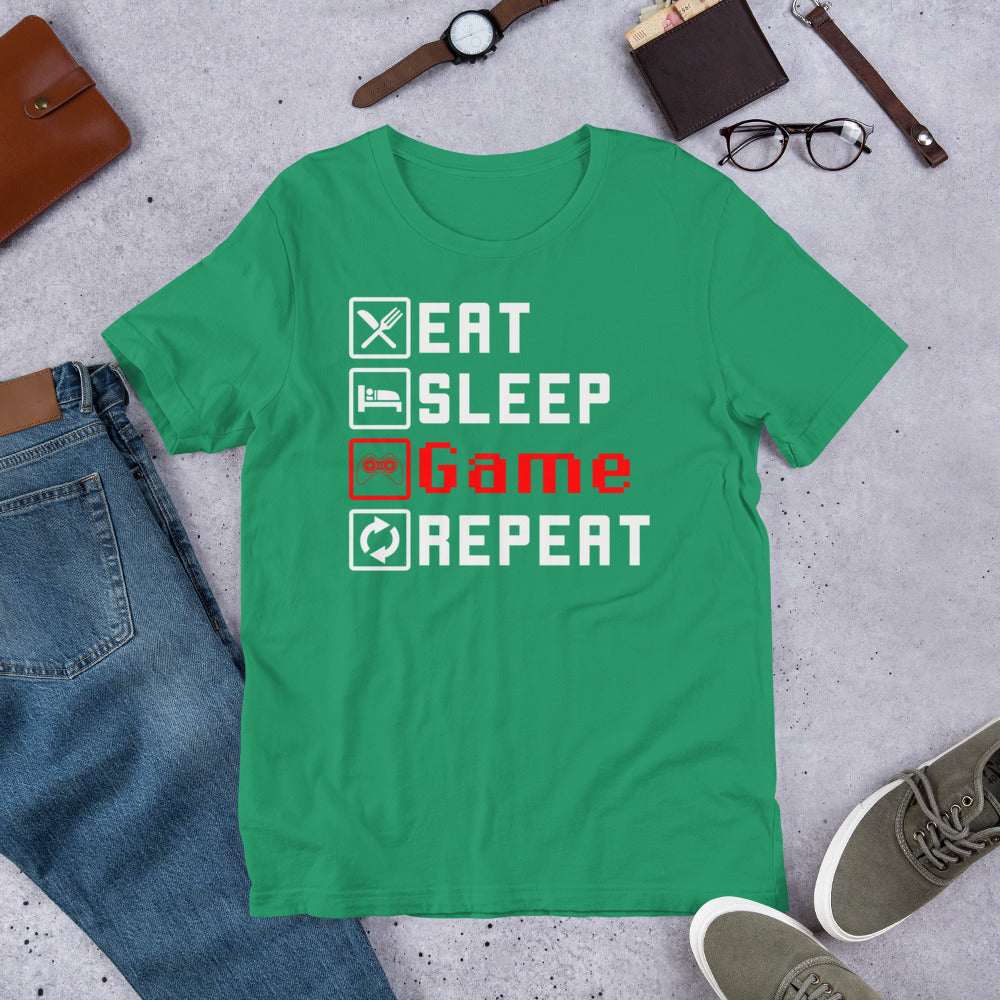 Eat Sleep Game Repeat Gamer Unisex t-shirt