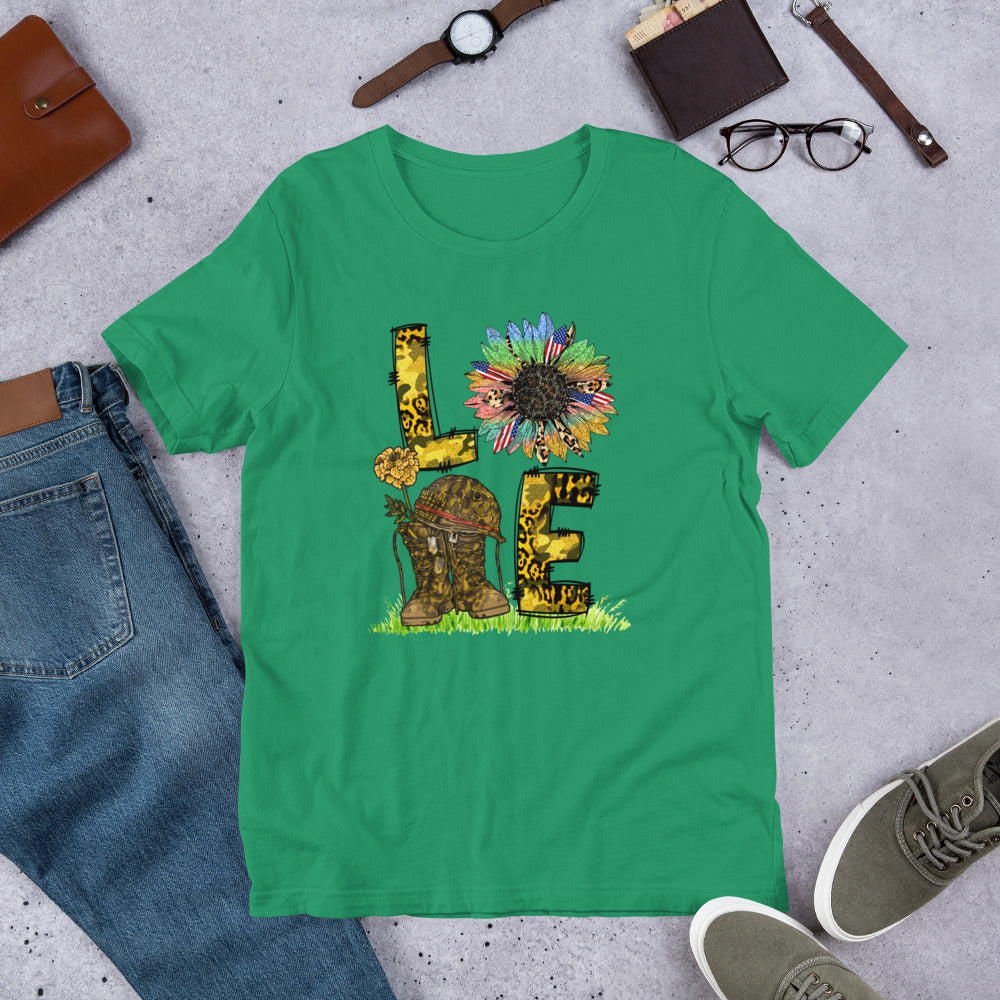 US Military Sunflower Love Block - Military Veteran Unisex t-shirt